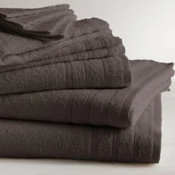Lot de 2 serviettes de bain coton 600 gm² Taupe TERTIO®