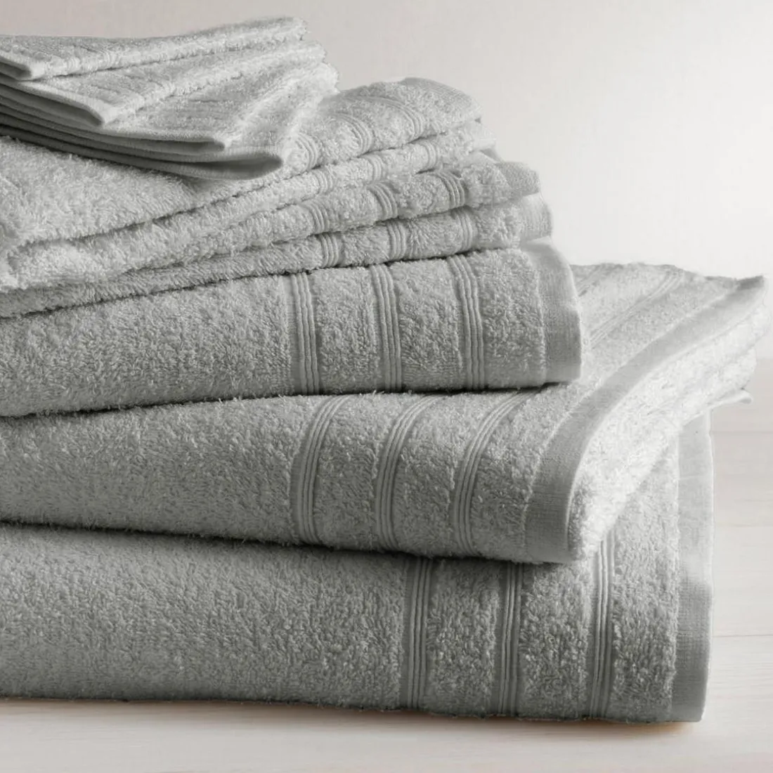 Lot de 2 serviettes de bain en Coton 600 gm² TERTIO® - Gris Perle