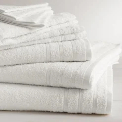 Lot de 2 serviettes de bain coton 600 gm² blanc 50x100 TERTIO®