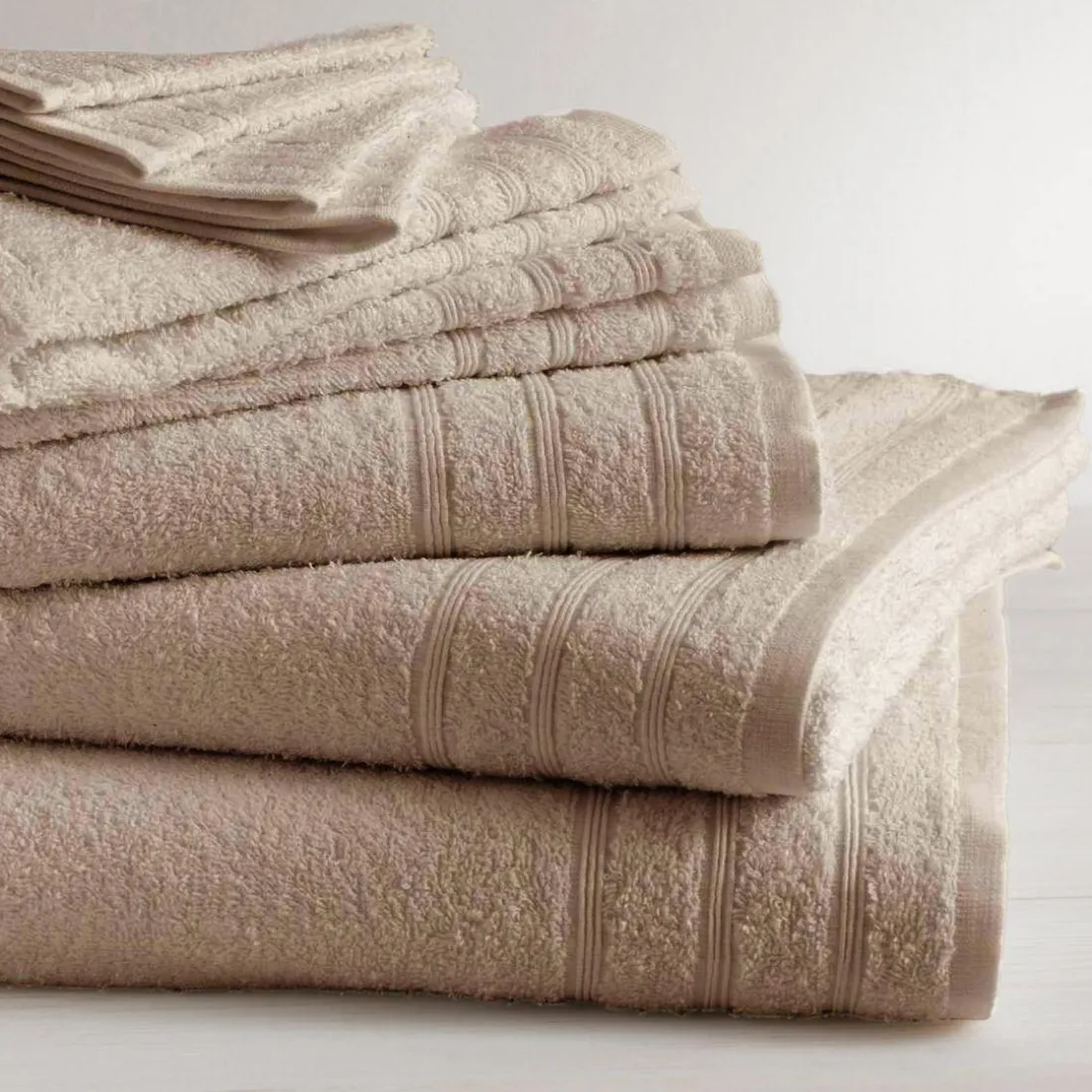 Lot de 2 serviettes de bain coton 600 gm² écru 50x100 TERTIO®