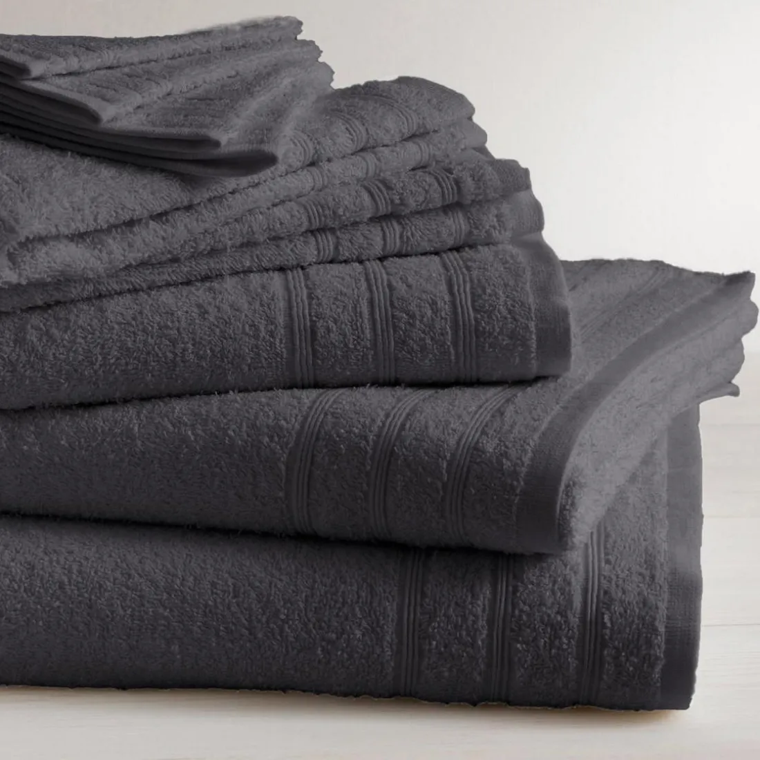 Lot de 2 serviettes de bain coton 600 gm² Anthracite TERTIO®