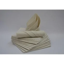 Lot de 12 serviettes de table carré en coton ivoire