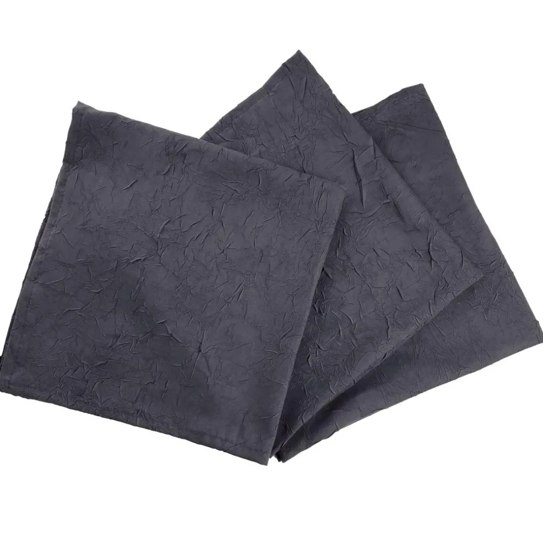 Lot de 3 serviettes de table FONTANA polyester froissé gris anthracite