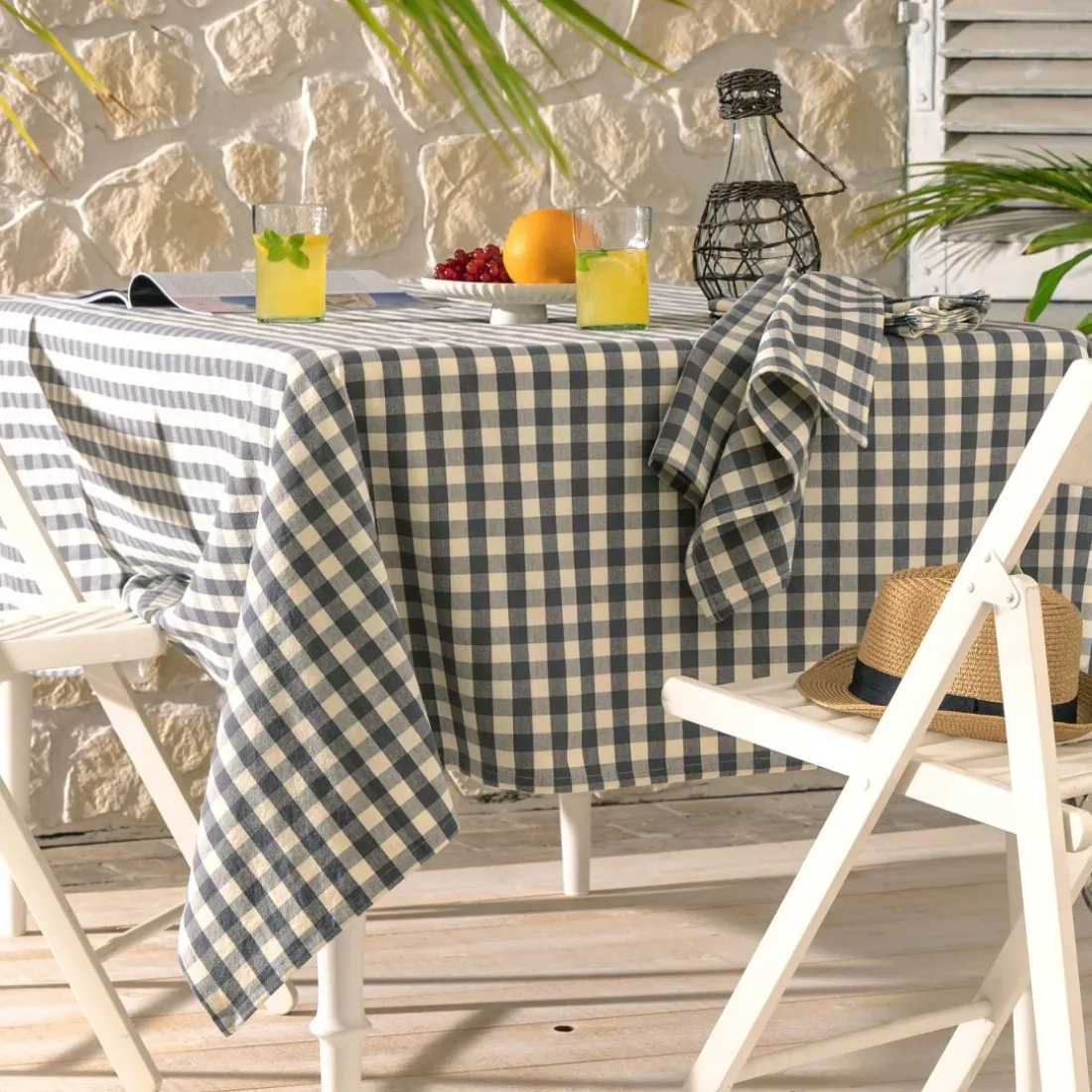 Lot de 3 Serviettes de table en coton DOULIANAP 45x45 cm gris