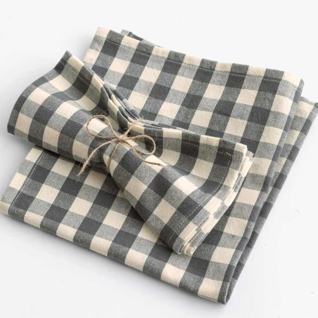 Lot de 3 Serviettes de table en coton DOULIANAP 45x45 cm gris