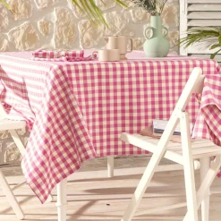 Lot de 3 Serviettes de table en coton DOULIANAP 45x45 cm rose pivoine