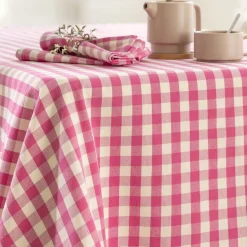 Lot de 3 Serviettes de table en coton DOULIANAP 45x45 cm rose pivoine