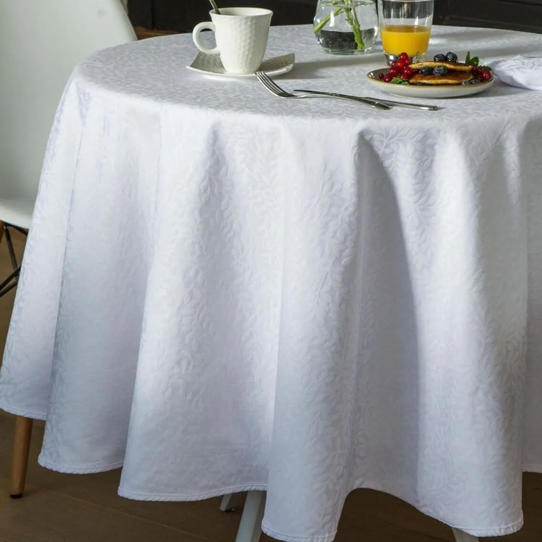 Lot de 3 Serviettes de Table damassé en coton VEGETA Blanc