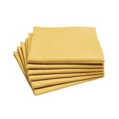 Lot de 6 serviettes de table en coton, Made in France, CAMBRAI, Jaune