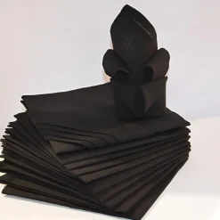 Lot de 12 serviettes de table carré en coton noir