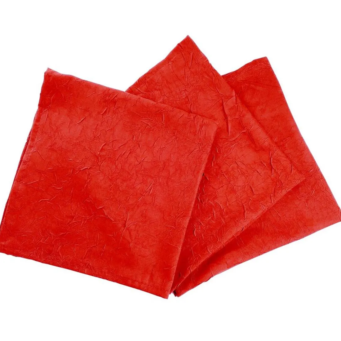 Lot de 3 Serviettes de table effet froissé FONTANA Rouge rubis