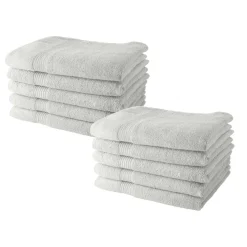 Lot de 10 serviettes de Toilette 50x90 cm 100% Coton - Craie