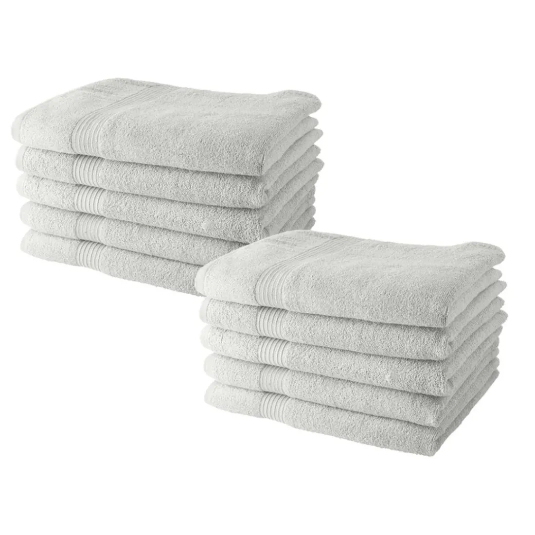 Lot de 10 serviettes de Toilette 50x90 cm 100% Coton - Craie