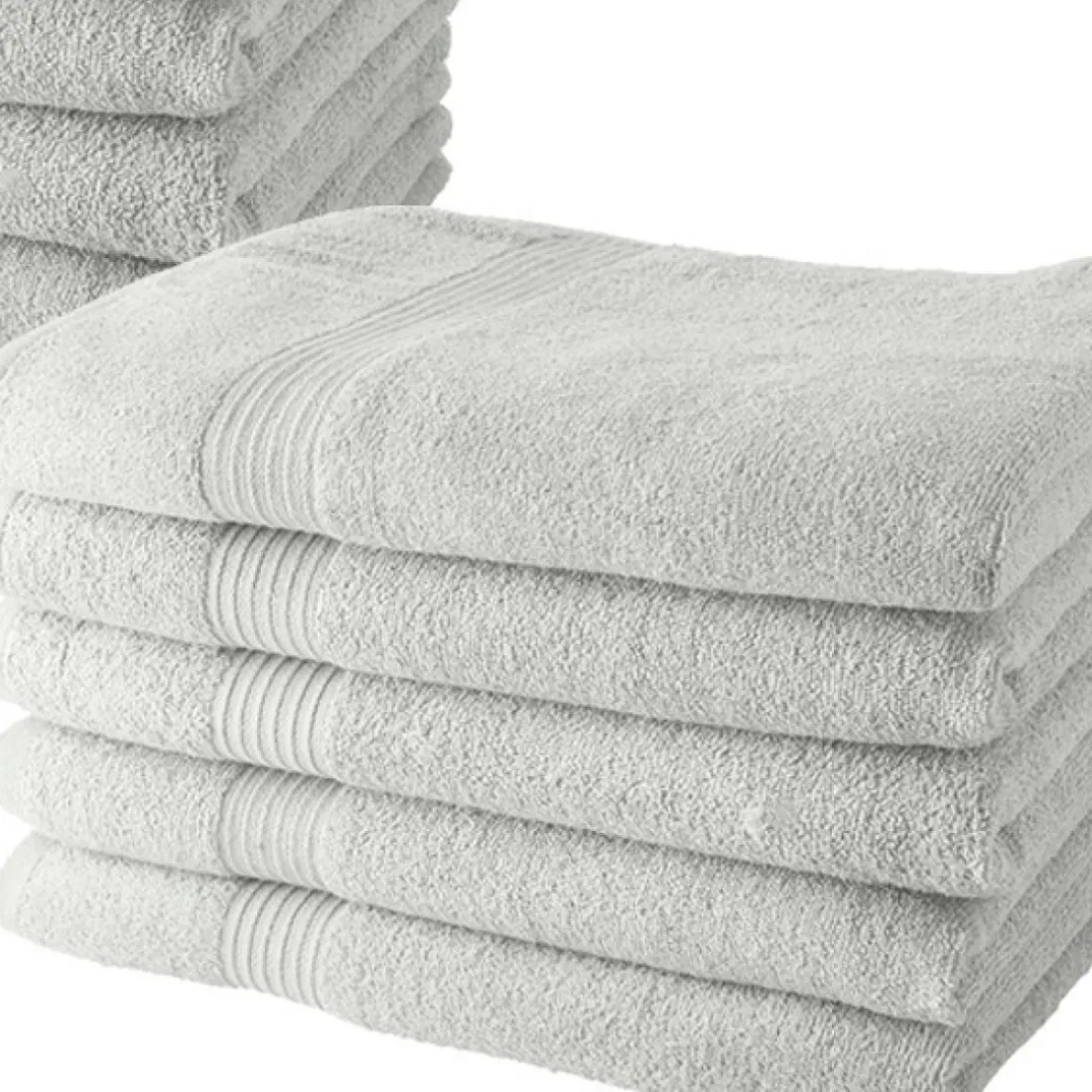 Lot de 10 serviettes de Toilette 50x90 cm 100% Coton - Craie