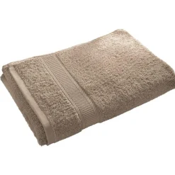 Lot de 2 serviettes de toilette beige ficelle en coton CLAIRE