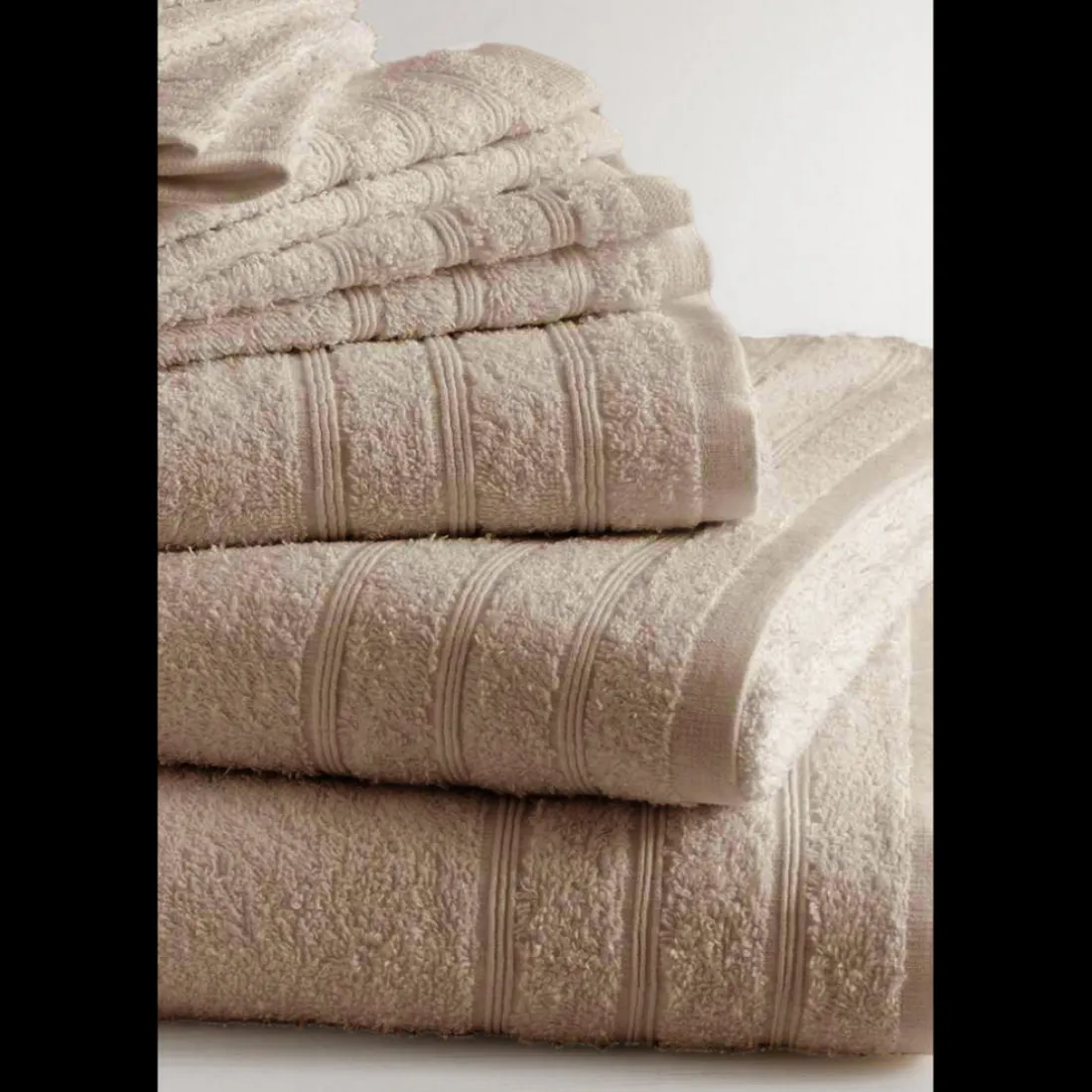 Lot de 2 serviettes invité coton 600 gm² écru 30x50 TERTIO®