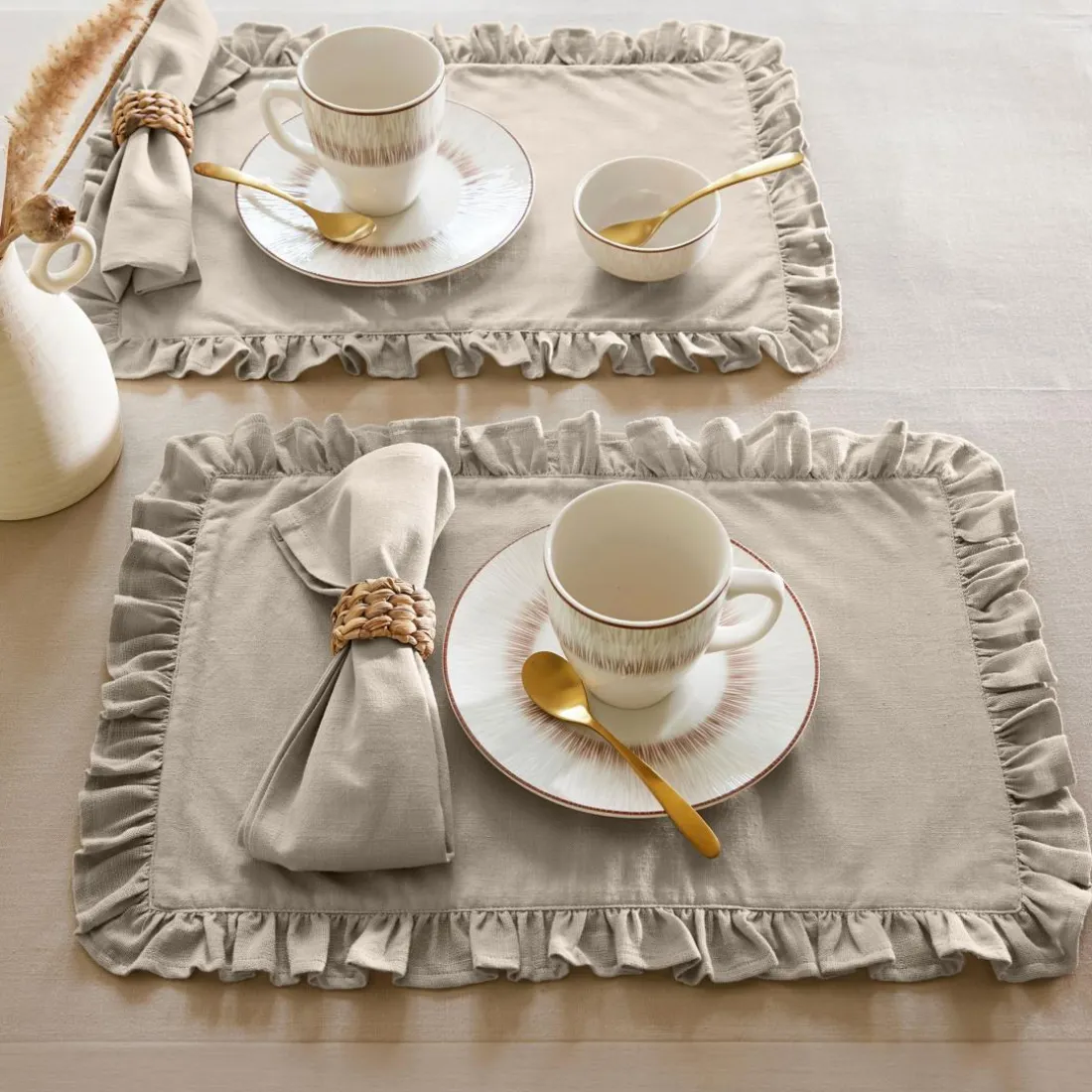Lot de 2 Sets de table à volant FRIPONSET-naturel