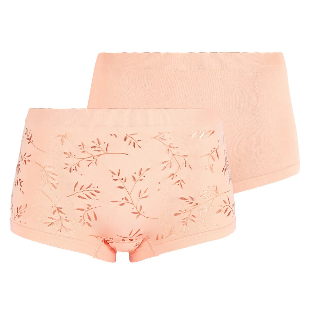 Lot de 2 shorties Feuillage Cuivré + Rose Pêche orange