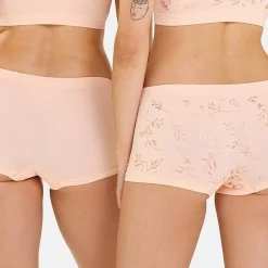 Lot de 2 shorties Feuillage Cuivré + Rose Pêche orange