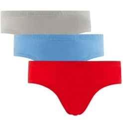 Lot de 3 slips boy bleu, imprimé & rouge Happy Print by Djembé POMM'POIRE - Gris en coton