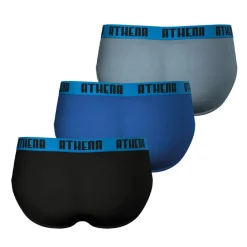 Lot de 3 slips homme Ecopack Athena bleu en coton