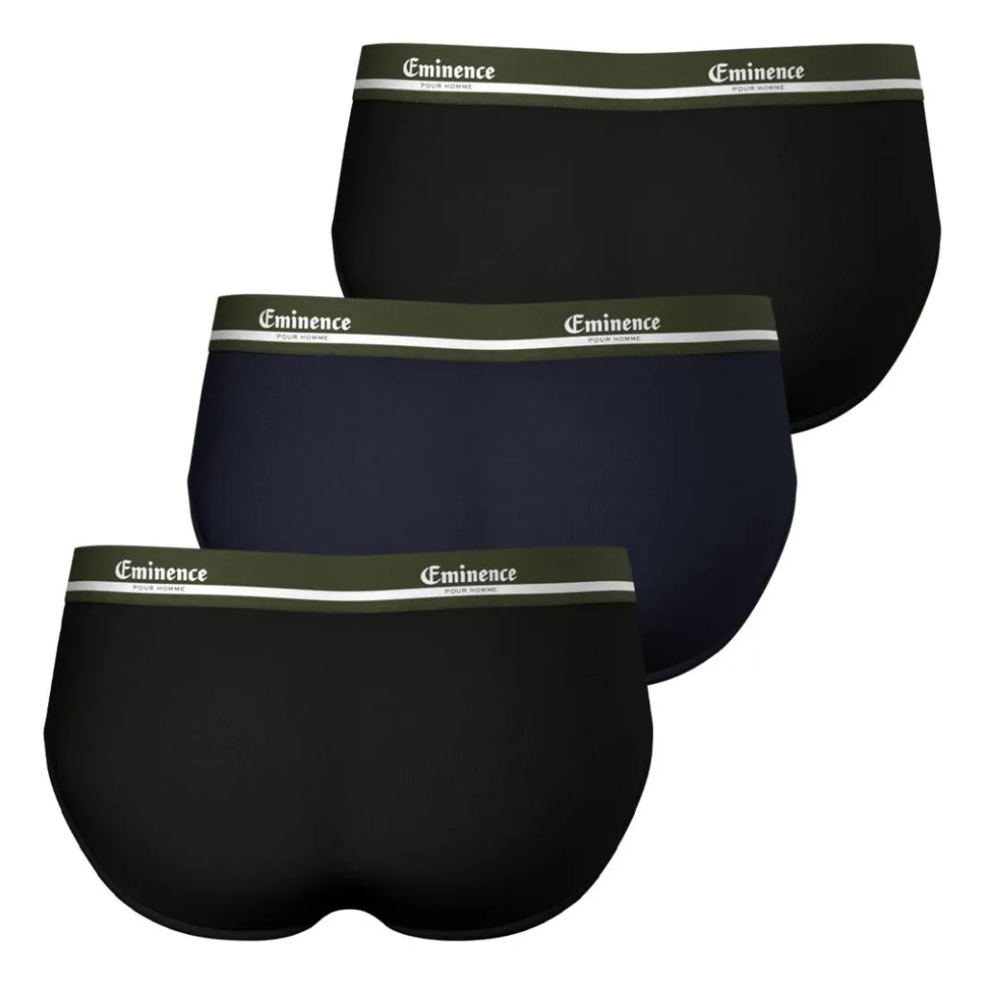 Lot de 3 slips homme Eminence multicolore en coton noir