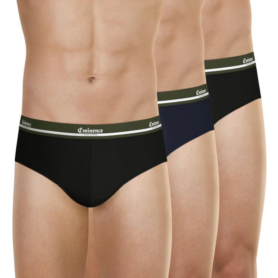 Lot de 3 slips homme Eminence multicolore en coton noir