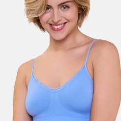 Lot de 2 soutiens-gorges brassières sans armatures - Bleu et Rose