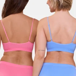 Lot de 2 soutiens-gorges brassières sans armatures - Bleu et Rose