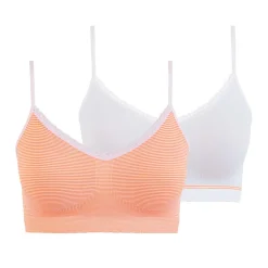 Lot de 2 soutiens-gorges brassières Zen Attitude - Orange et Blanc