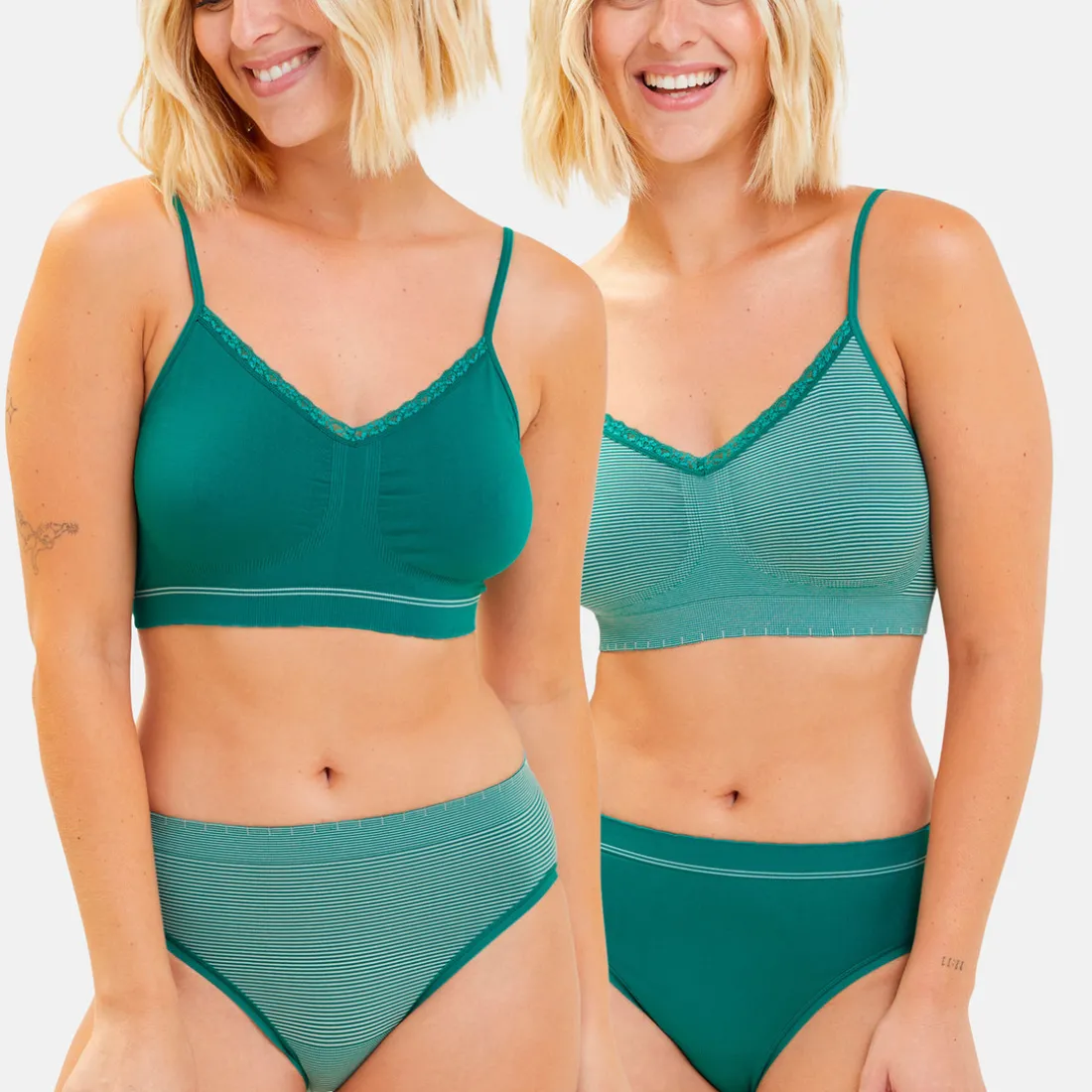 Lot de 2 soutiens-gorges brassières sans armatures vert