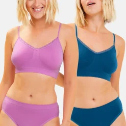 Lot de 2 soutiens-gorges brassières sans armatures bleu