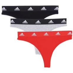 Lot de 3 strings femme Coton Logo Adidas rouge