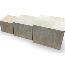 Lot de 3 tables basses Balkor Effet Travertin Beige