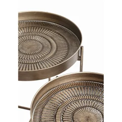 Lot de 2 tables d'appoint en tube d'acier laqué or