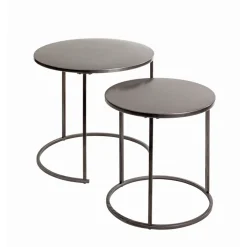Lot de 2 tables d'appoint en tube d'acier peint en anthracite