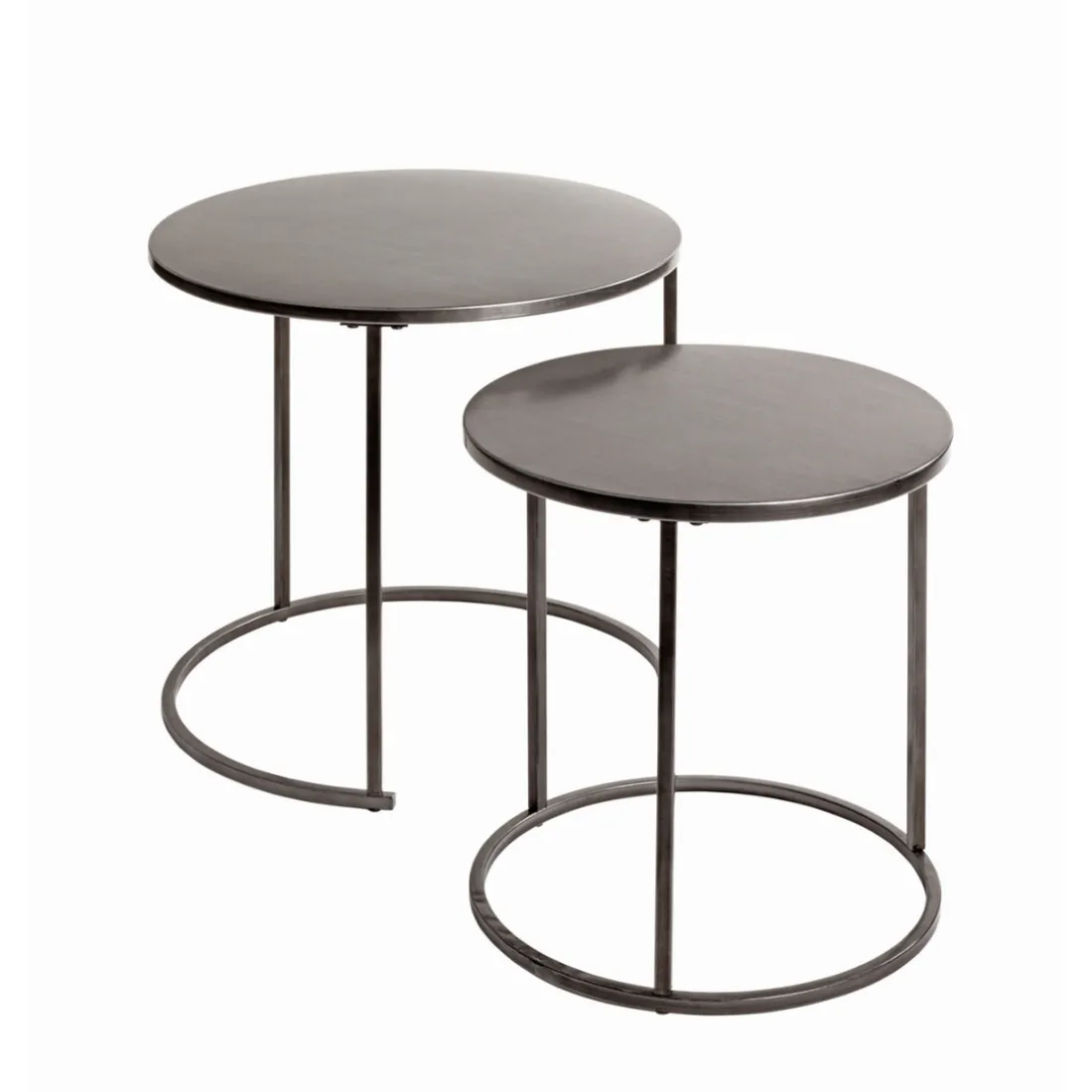 Lot de 2 tables d'appoint en tube d'acier peint en anthracite