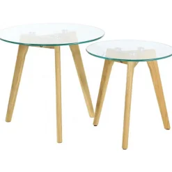 Lot de 2 Tables Gigognes Verre Trempé D50 PETSAMO