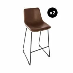 lot de 2 Tabourets de bar marron