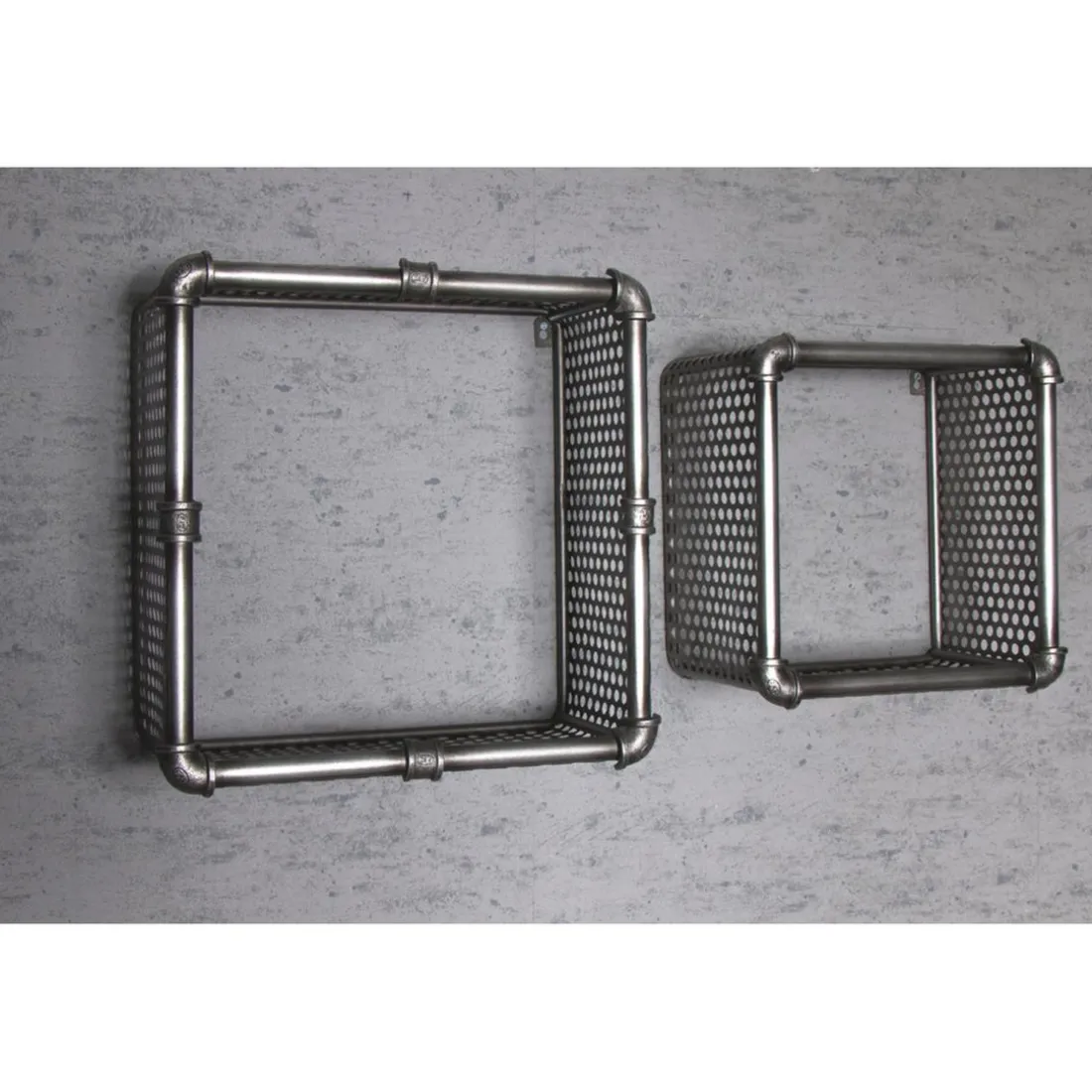 Lot de 2 étagères murales en Acier laqué Gris anthracite