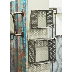 Lot de 2 étagères murales en Acier laqué Gris anthracite