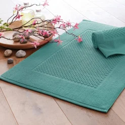 Lot de 2 tapis de bain GALAXI rectangulaire bleu paon