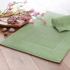 Lot de 2 tapis de bain GALAXI vert jade en coton