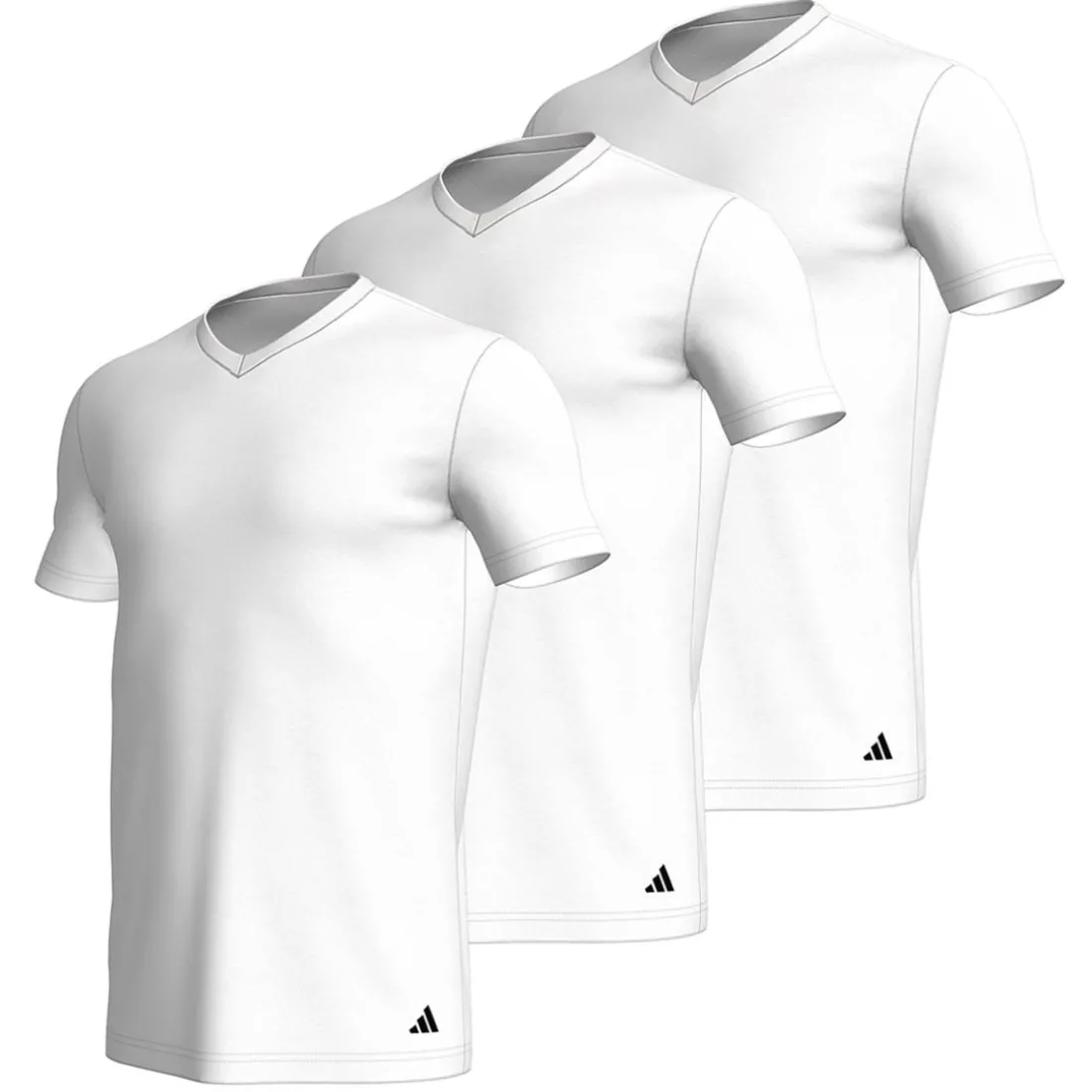 Lot de 3 tee-shirts col V homme Active Core Cotton Adidasport blanc en coton