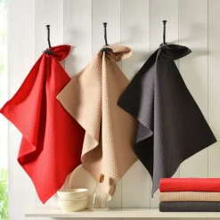 Lot de 3 torchons unis nid-d'abeilles Becquet - Beige