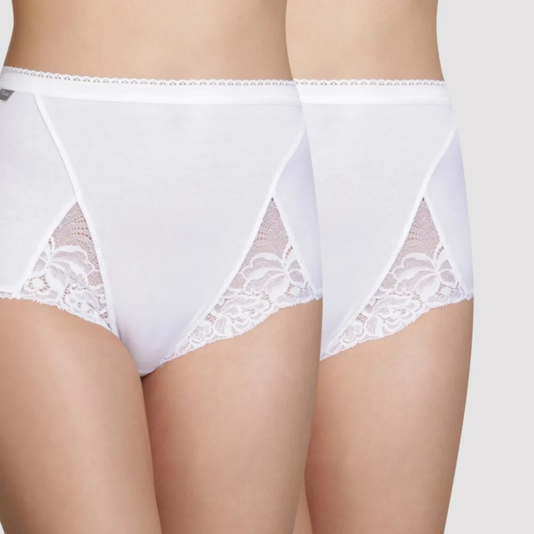 Lot de deux culottes taille haute coton blanches - Coton Stretch Playtex