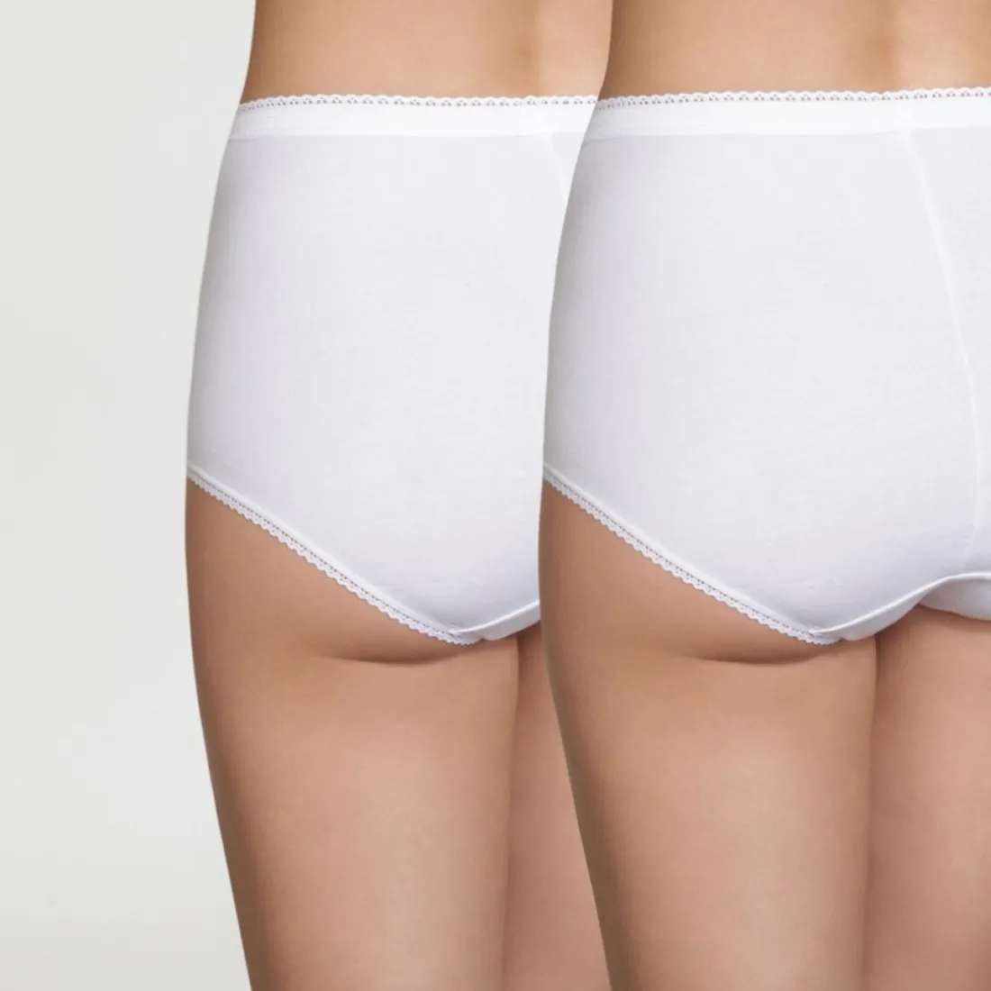 Lot de deux culottes taille haute coton blanches - Coton Stretch Playtex