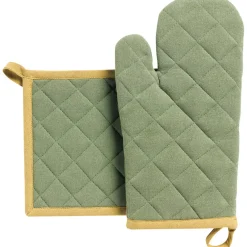Lot gant de cuisine/manique recyclé Grace Matcha 15 x 32