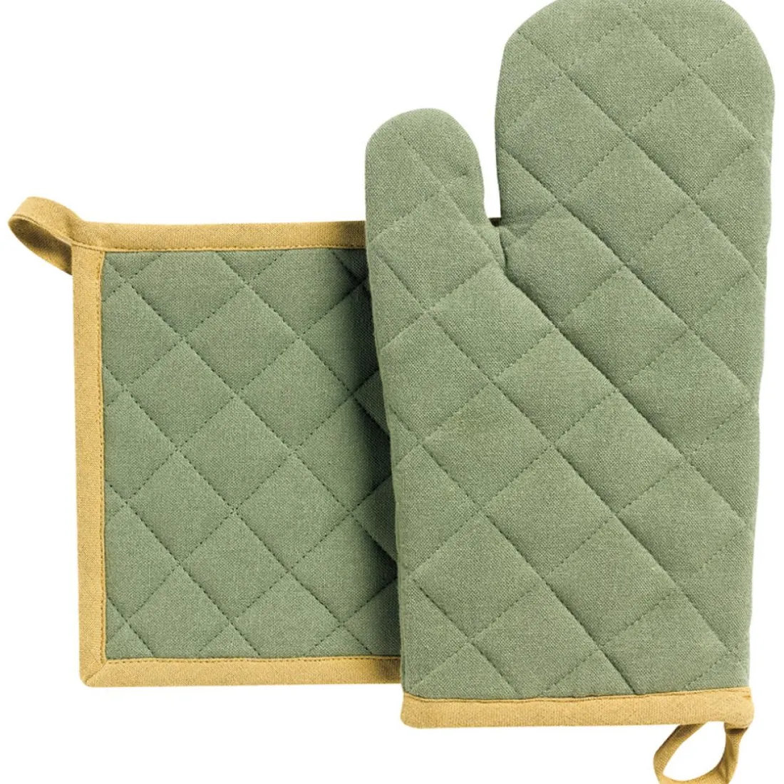 Lot gant de cuisine/manique recyclé Grace Matcha 15 x 32