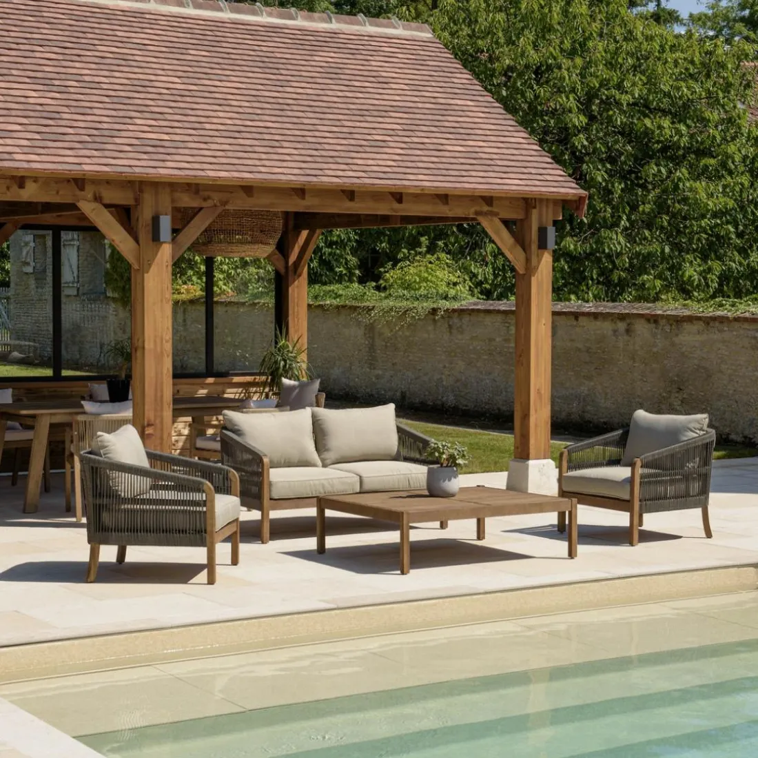 Lot n°2 Salon de jardin acacia vert sapin CELESTIN